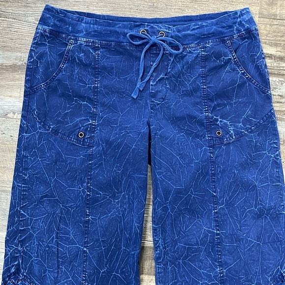 Mind Set by XCVI Blue Eyelet Lace Cotton Wide Leg Pants Size L Boho Lagenlook - Picture 5 of 13